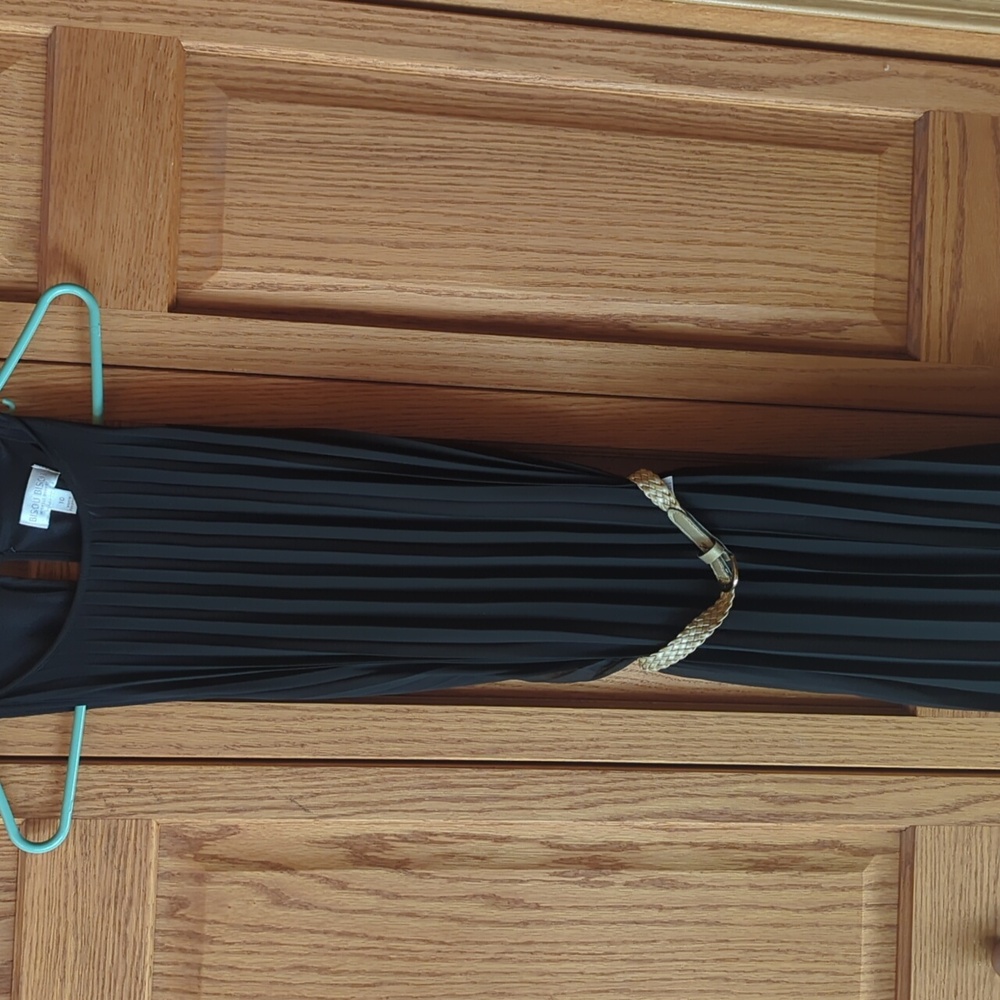 Bisou Bisou Black Maxi Dress with Gold Accent
